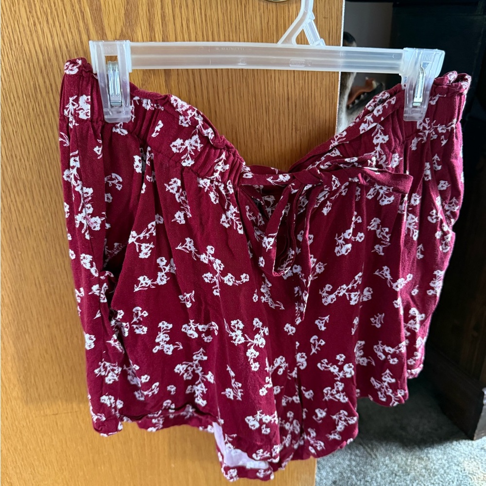 Maurices Burgundy Floral Shorts